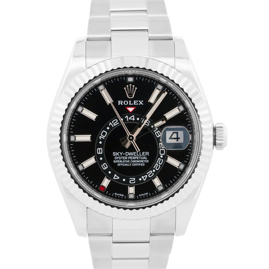 2021 PAPERS Rolex Sky-Dweller BLACK 42mm 18K Gold Stainless 326934 OYSTER BOX