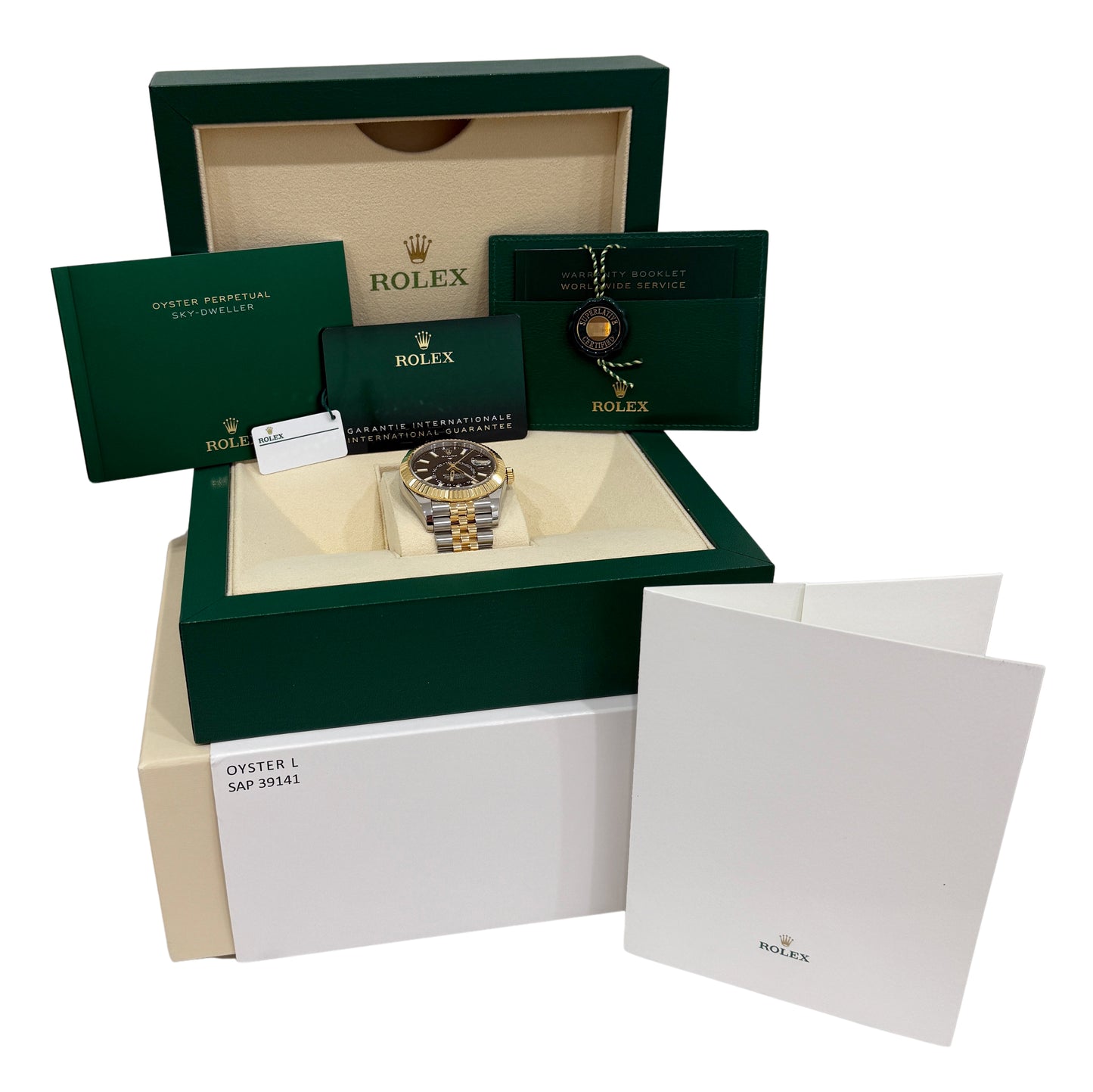 2023 Rolex Sky-Dweller 326933 Black 18K Gold Steel Jubilee 42mm Box Papers