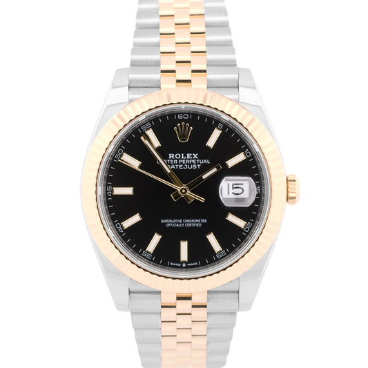 2022 PAPERS Rolex DateJust 41 BLACK 18K Gold Steel JUBILEE 41mm 126333 Watch BOX
