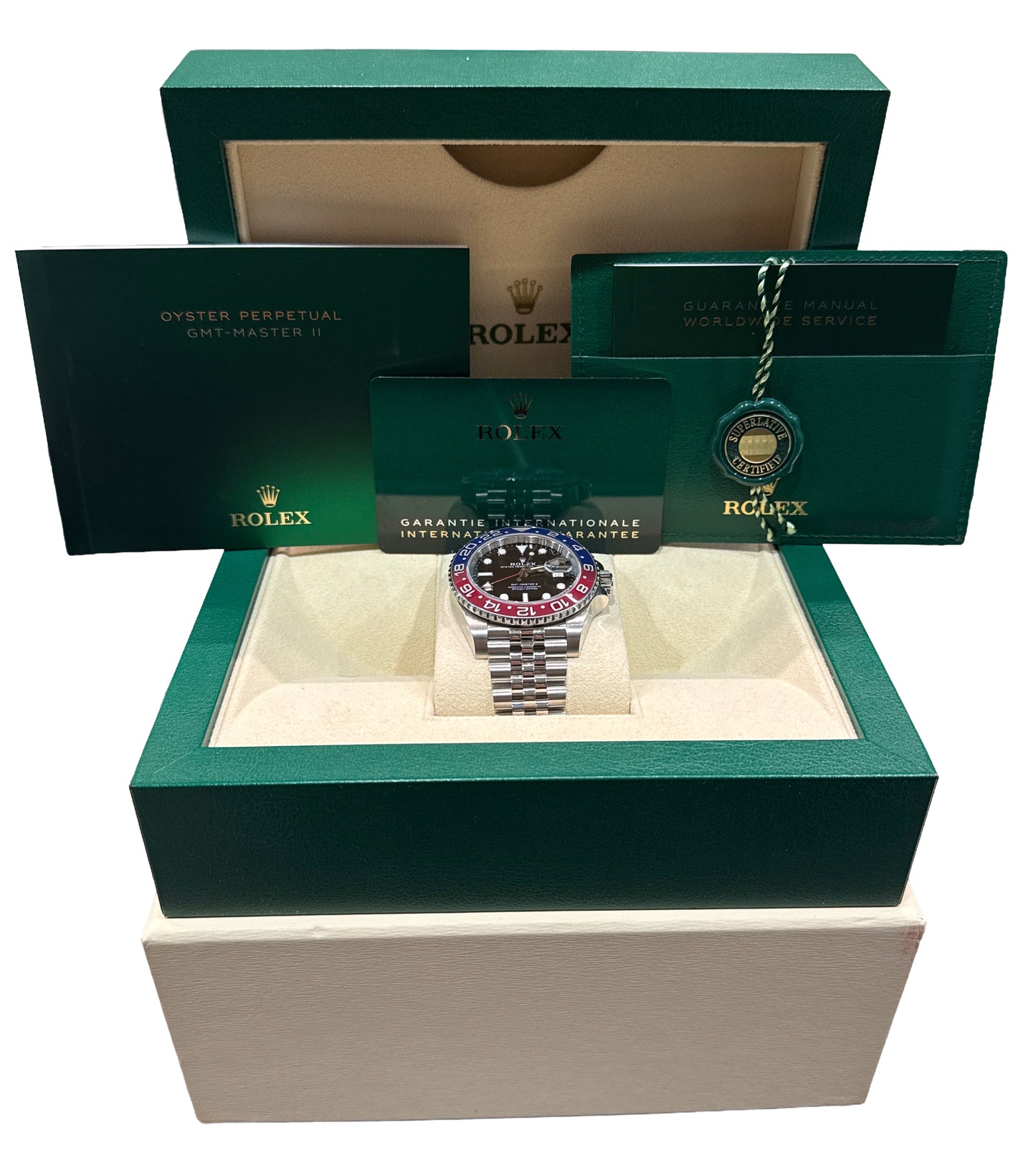 2021 PAPERS Rolex GMT-Master II PEPSI Red Blue 40mm JUBILEE 126710 BLRO BOX