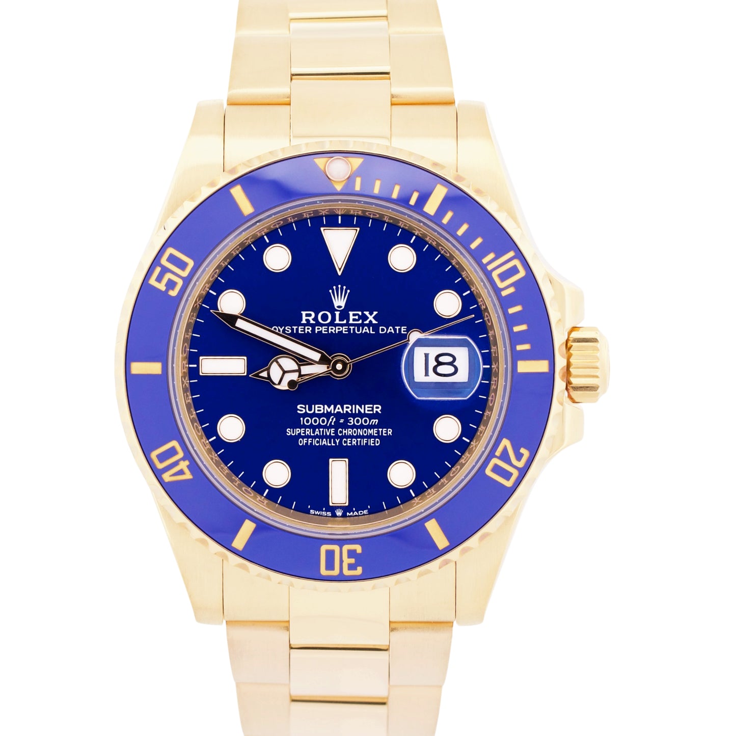 2023 PAPERS Rolex Submariner Date 41 BLUE 18K Yellow Gold 41mm 126618 LB BOX