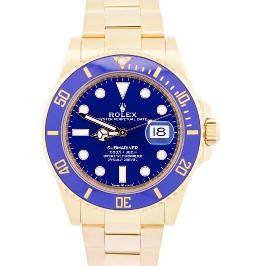2023 PAPERS Rolex Submariner Date 41 BLUE 18K Yellow Gold 41mm 126618 LB BOX