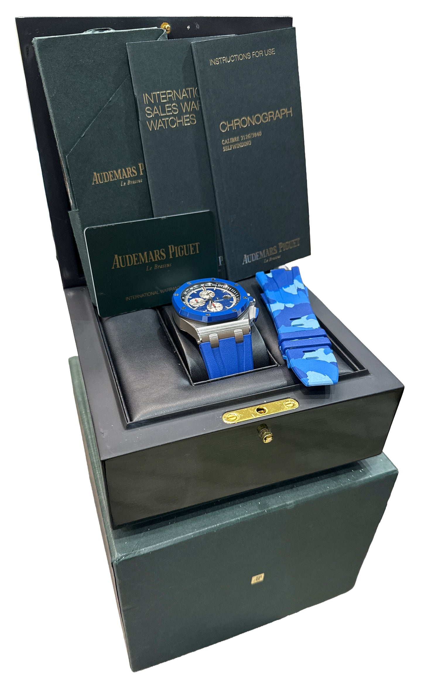 PAPERS Audemars Piguet Royal Oak Offshore BLUE Rubber Steel 44mm 26400SO BOX