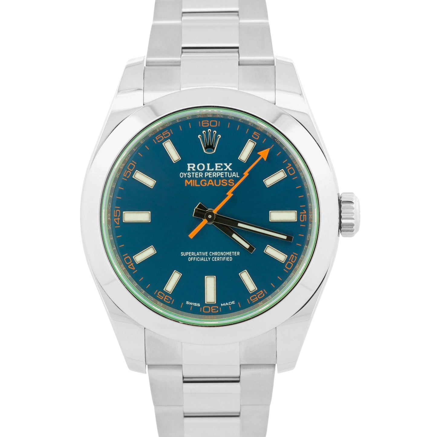 2022 Rolex Milgauss 116400 GV Blue Green Stainless Steel 40mm Watch Box Papers