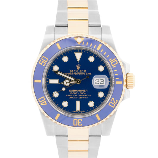 Rolex Submariner Date BLUE Ceramic Stainless Steel 18K Gold 116613 LB 40mm Watch