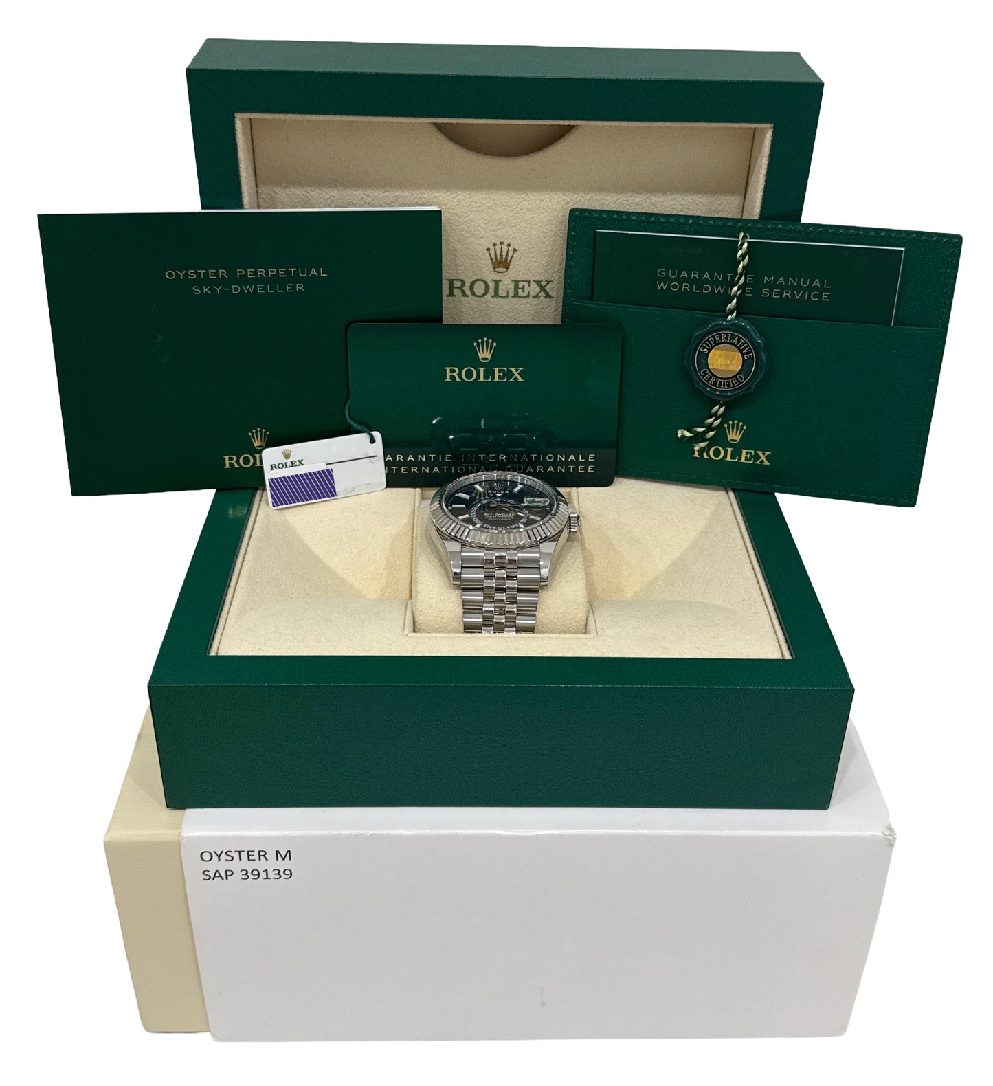 2023 PAPERS Rolex Sky-Dweller BLUE 42mm Steel 18K Gold JUBILEE Watch 336934 BOX