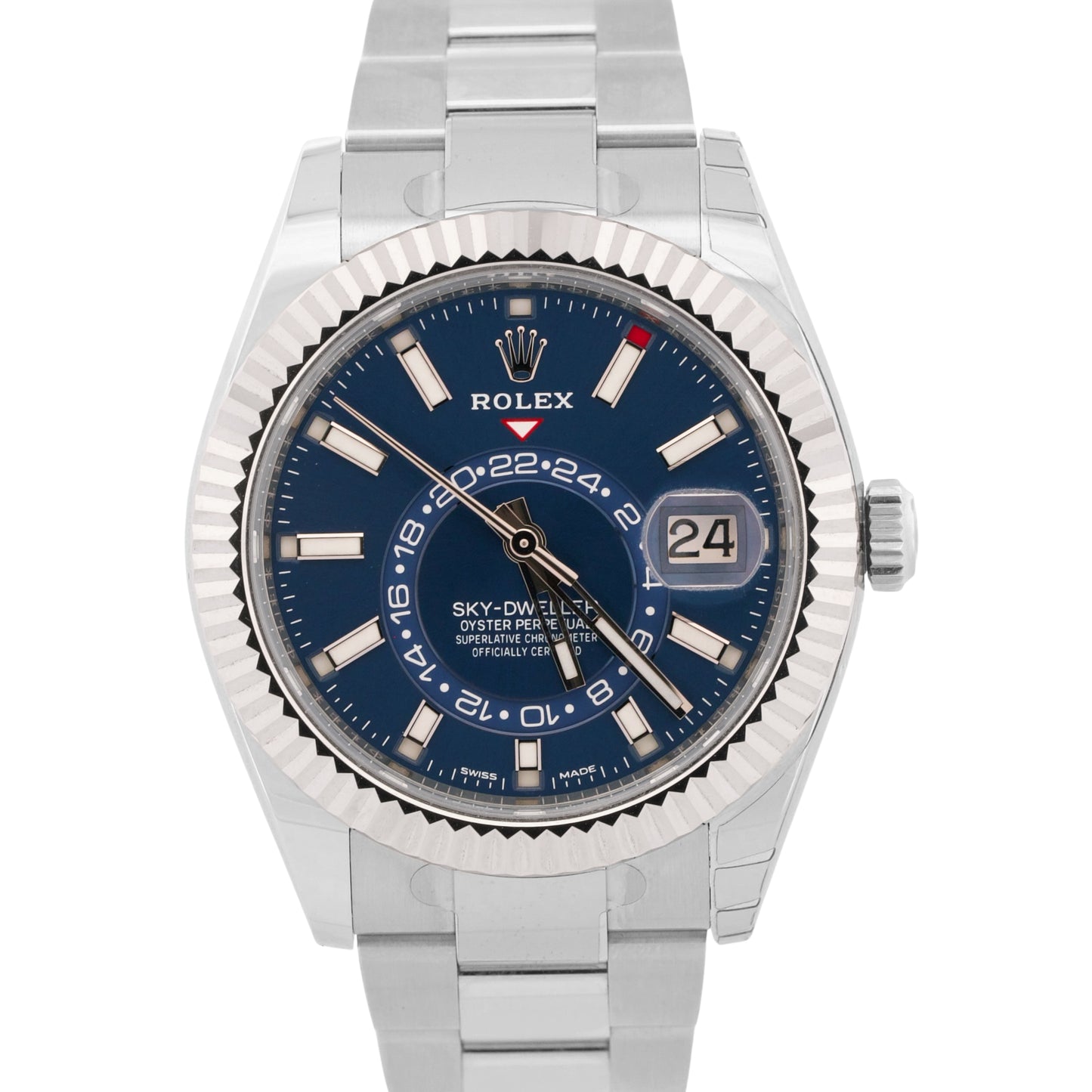NEW STICKERED 2021 PAPERS Rolex Sky-Dweller BLUE Steel OYSTER 42mm 326934 BOX