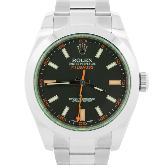 2019 PAPERS Rolex Milgauss Green BLACK 40mm 116400 GV Stainless Steel Watch BOX