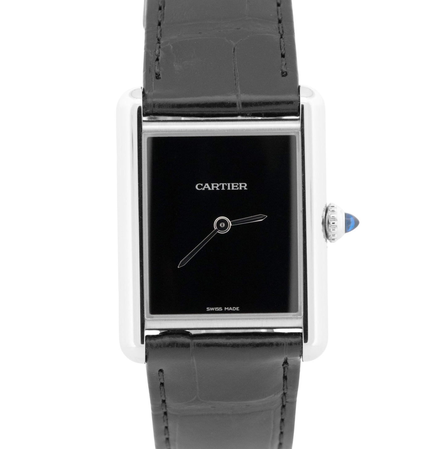 PAPERS Cartier Tank Large Quartz WSTA0072 4323 33x25mm Black Leather Watch BOX