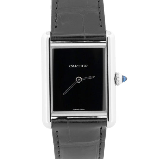 PAPERS Cartier Tank Large Quartz WSTA0072 4323 33x25mm Black Leather Watch BOX