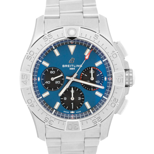 2025 PAPERS Breitling Avenger B01 Chronograph 42 BLUE Steel 42mm AB0146 BOX