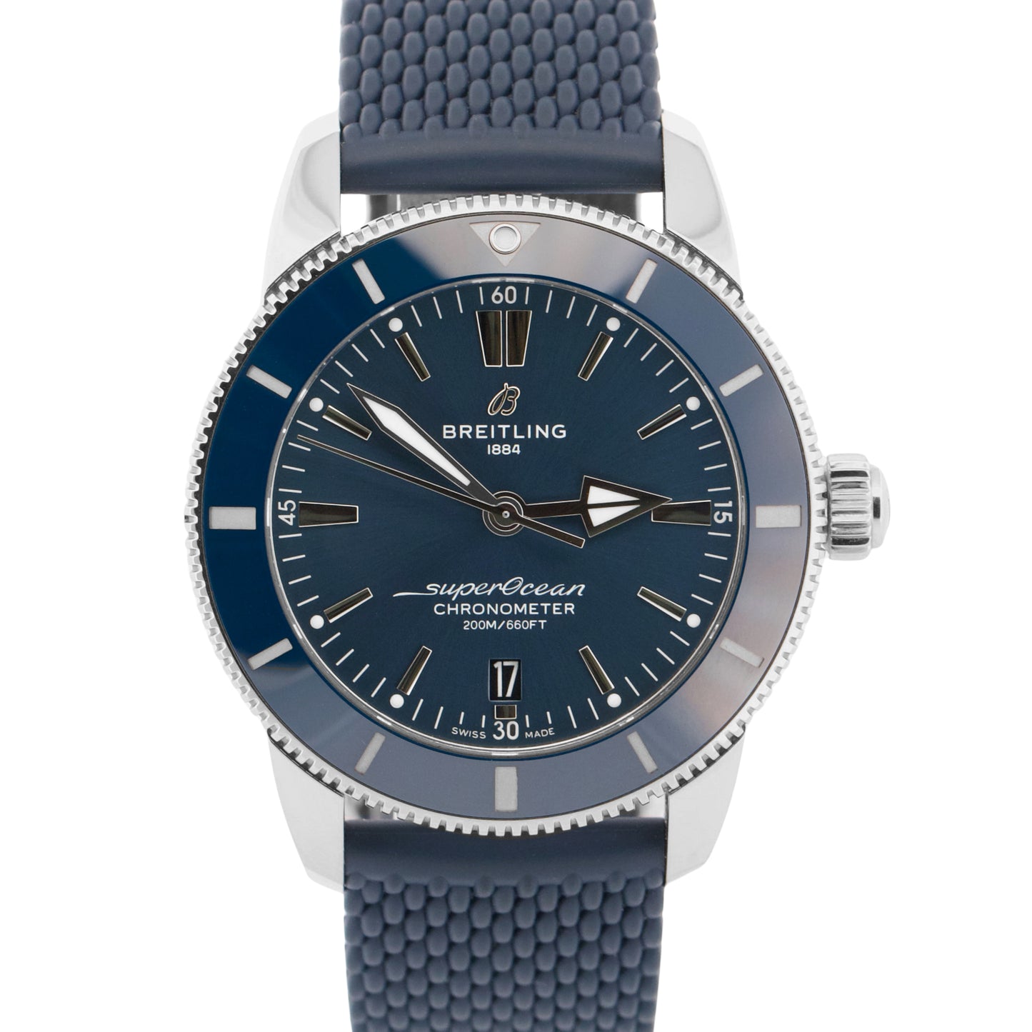 2023 Breitling Superocean Heritage AB2030 Steel 44mm Blue Rubber Box Papers