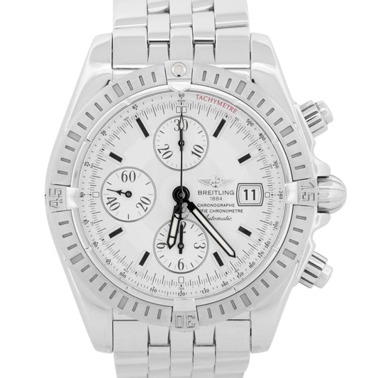 Breitling Chronomat Evolution SILVER WHITE Stainless Steel 44mm Watch A13356