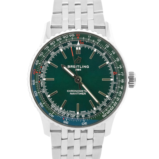 2024 PAPERS Breitling Navitimer 41 Steel GREEN Stainless Steel 41mm A17329 BOX