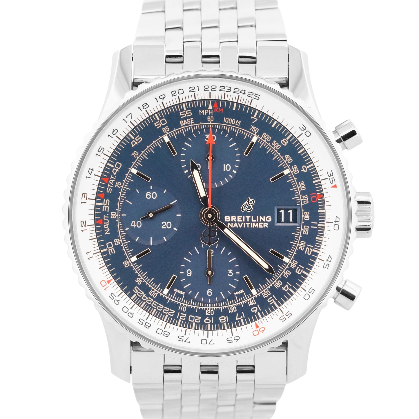 2020 PAPERS Breitling Navitimer Heritage 41 BLUE Stainless Steel 41mm A13324 BOX