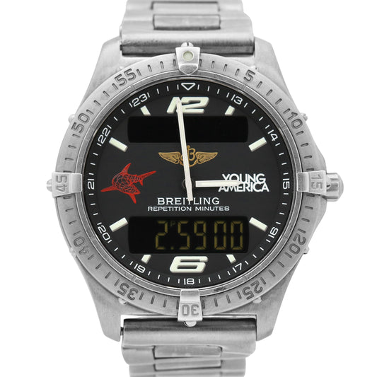 Breitling Aerospace 40mm TITANIUM Quartz Black GRAY Arabic Digital Watch E65362