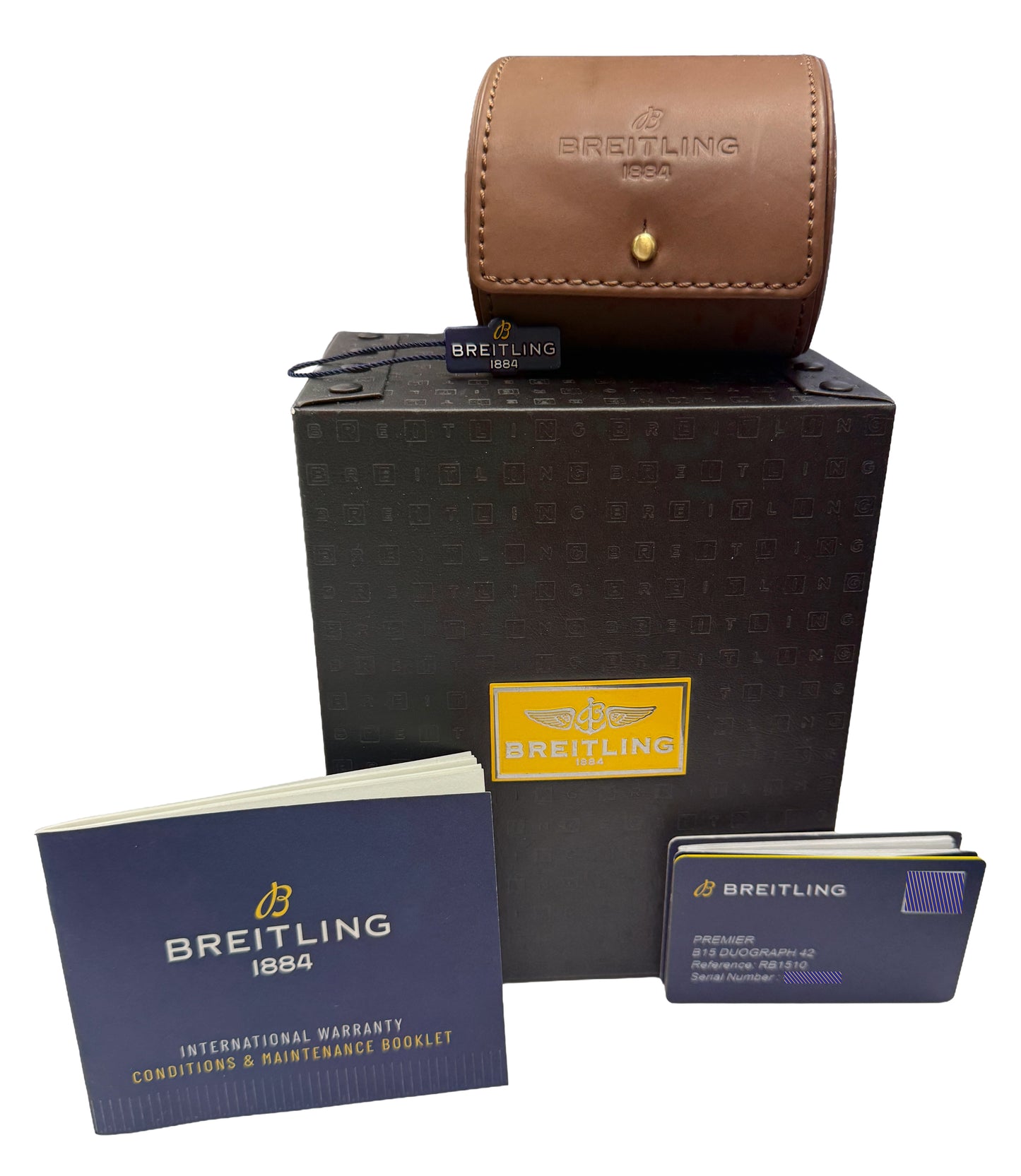 2021 PAPERS Breitling Premier B15 Duograph 18K Rose Gold 42mm Leather RB1510 BOX