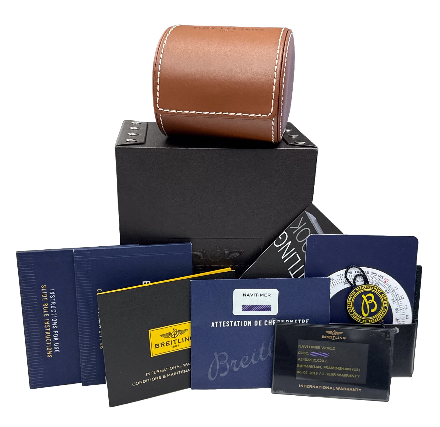 2019 PAPERS Breitling Navitimer World GMT Steel 46mm Chronograph A24322 BOX