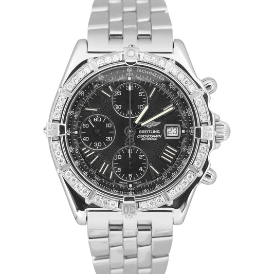 Breitling Crosswind Chronograph Stainless Steel DIA 2ctw Black 43mm A13055 Watch