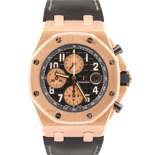 2020 Audemars Piguet Royal Oak Offshore 26470OR Black 18K Gold 42mm Box Papers
