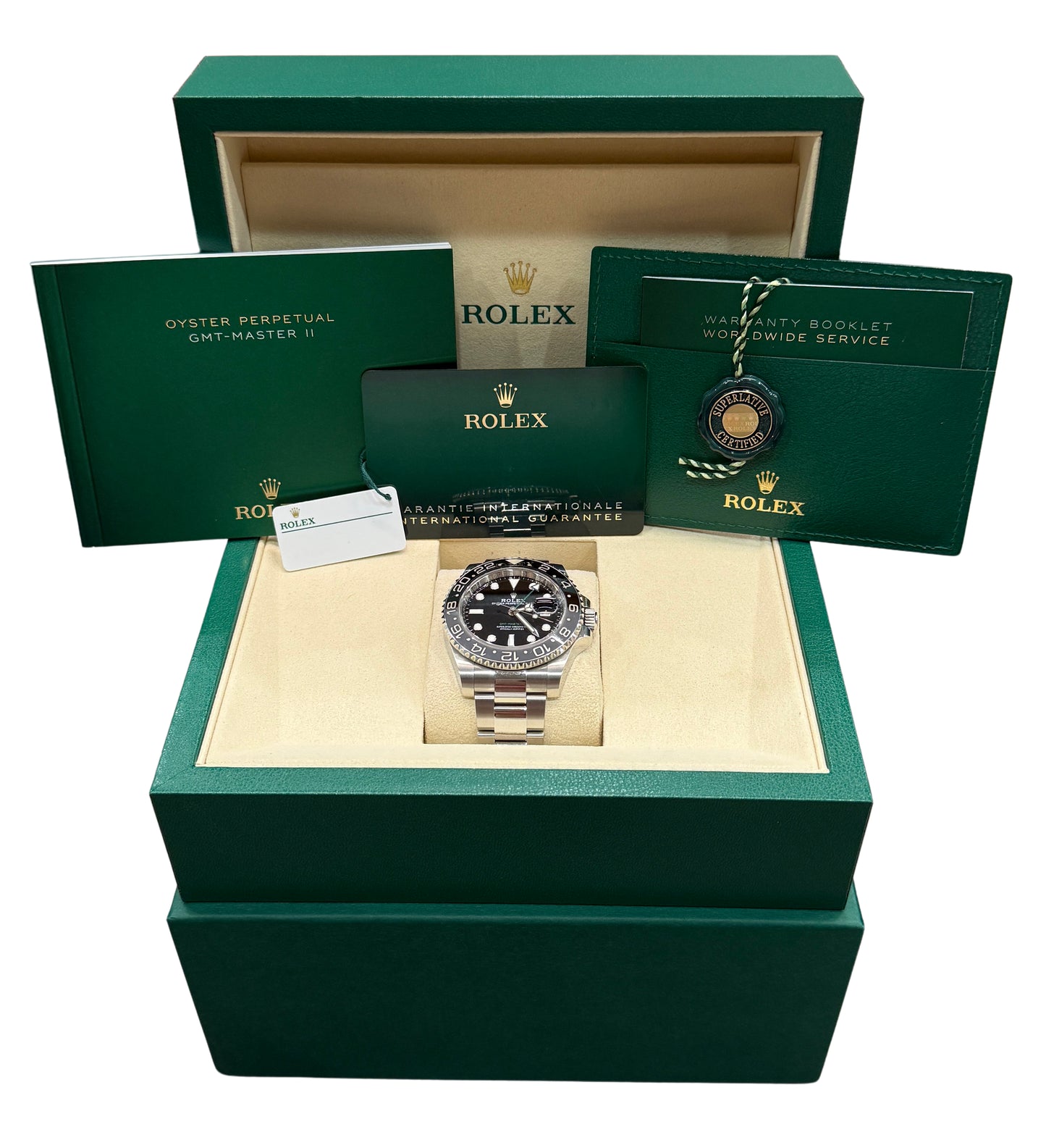 2025 Rolex GMT-Master II 126710 GRNR Bruce Wayne Ceramic Steel Oyster Box Papers