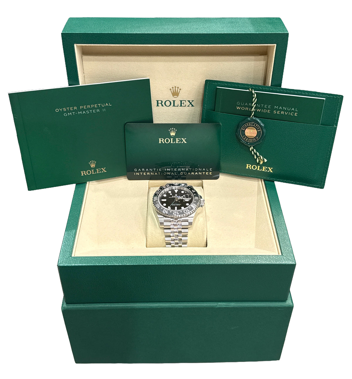 2025 Rolex GMT-Master II 126710 GRNR Bruce Wayne Jubilee Ceramic 40mm Box Papers