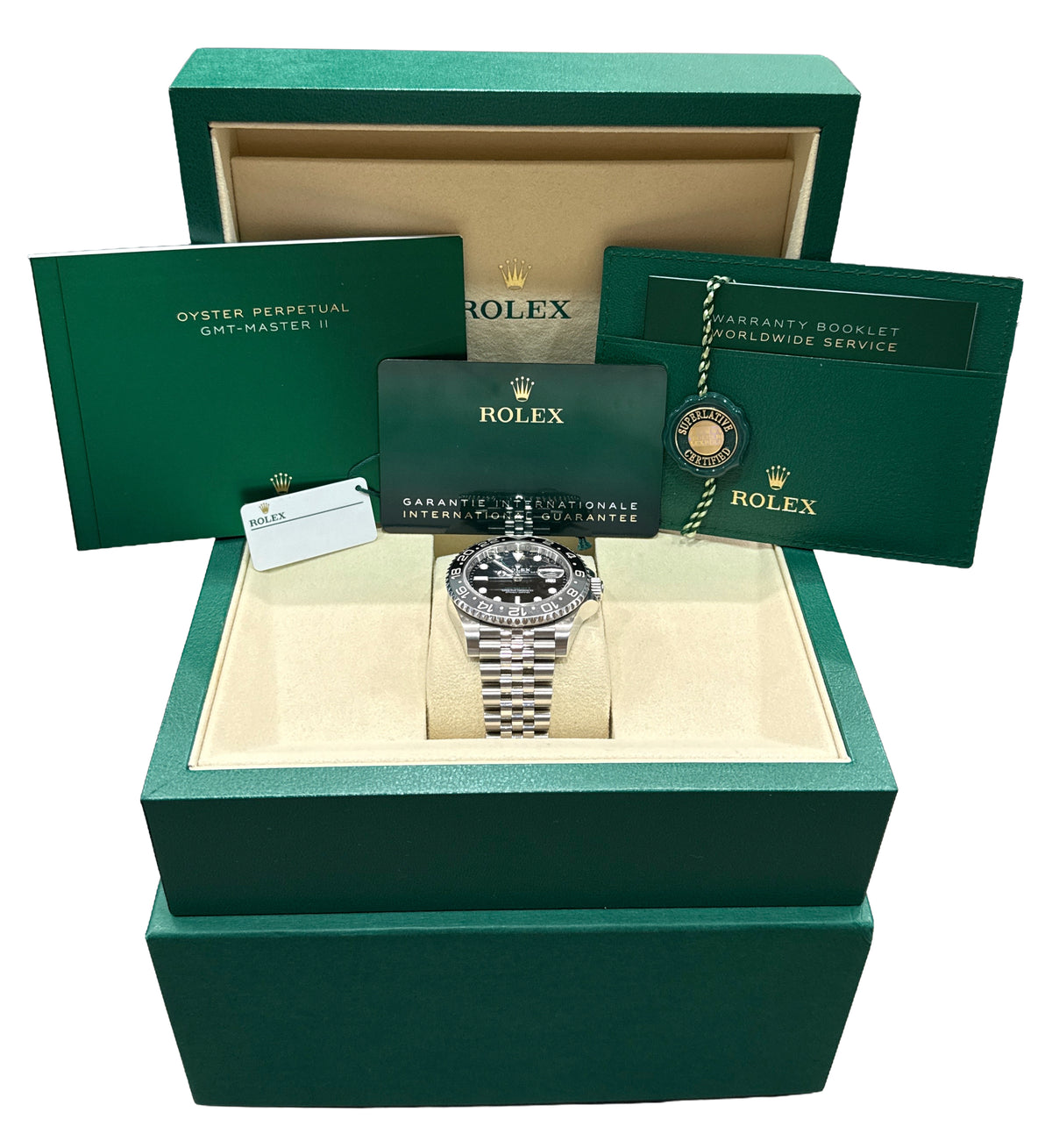 2025 Rolex GMT-Master II 126710 GRNR Bruce Wayne Jubilee Ceramic 40mm Box Papers