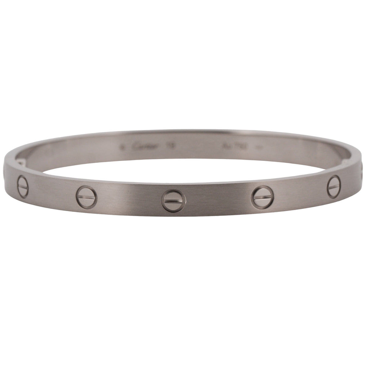Cartier Love Bracelet Size 19 Brushed 18K White Gold Box
