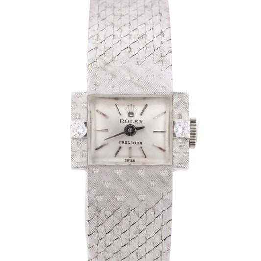 1970 Ladies Rolex Precision Cocktail 18K White Gold 16mm Diamond Watch 3170