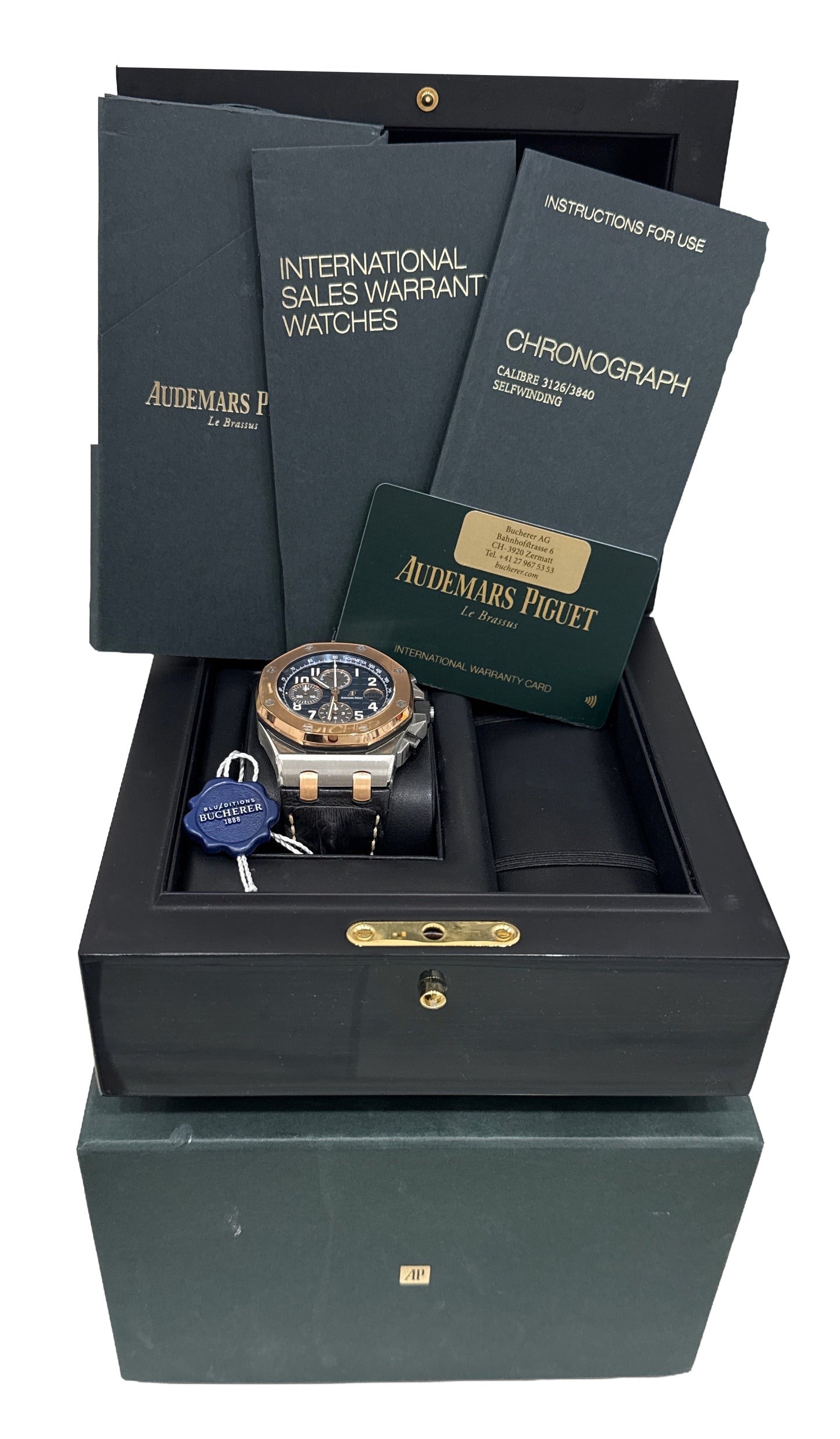 PAPERS Audemars Piguet Royal Oak Offshore 18K BLUE Bucherer 42mm 26471SR BOX