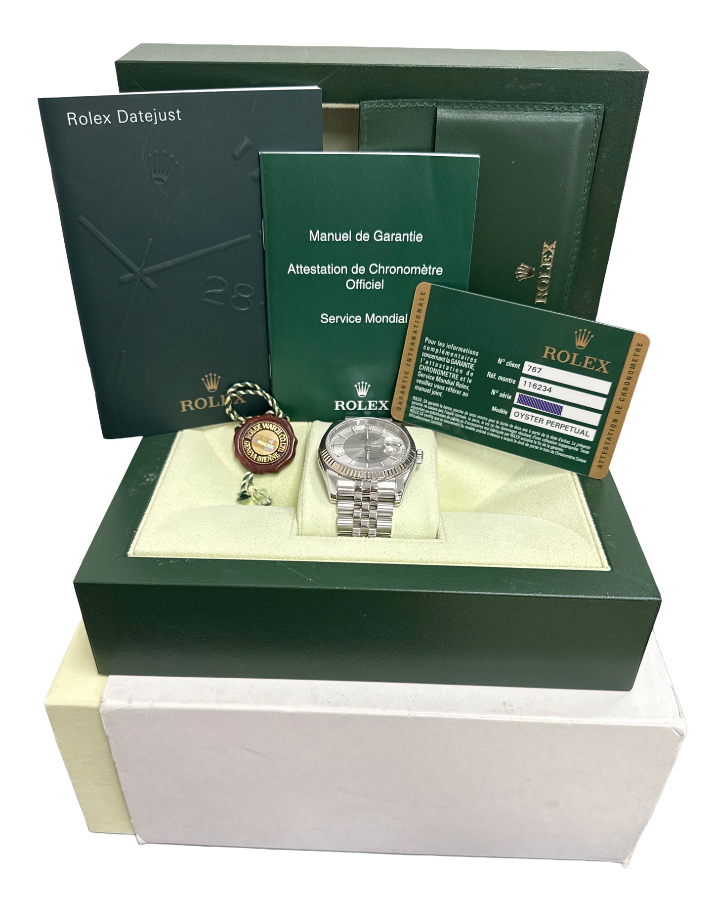 PAPERS Rolex DateJust 36mm BULLSEYE Silver Gray Steel JUBILEE 18K Red 116234 BOX
