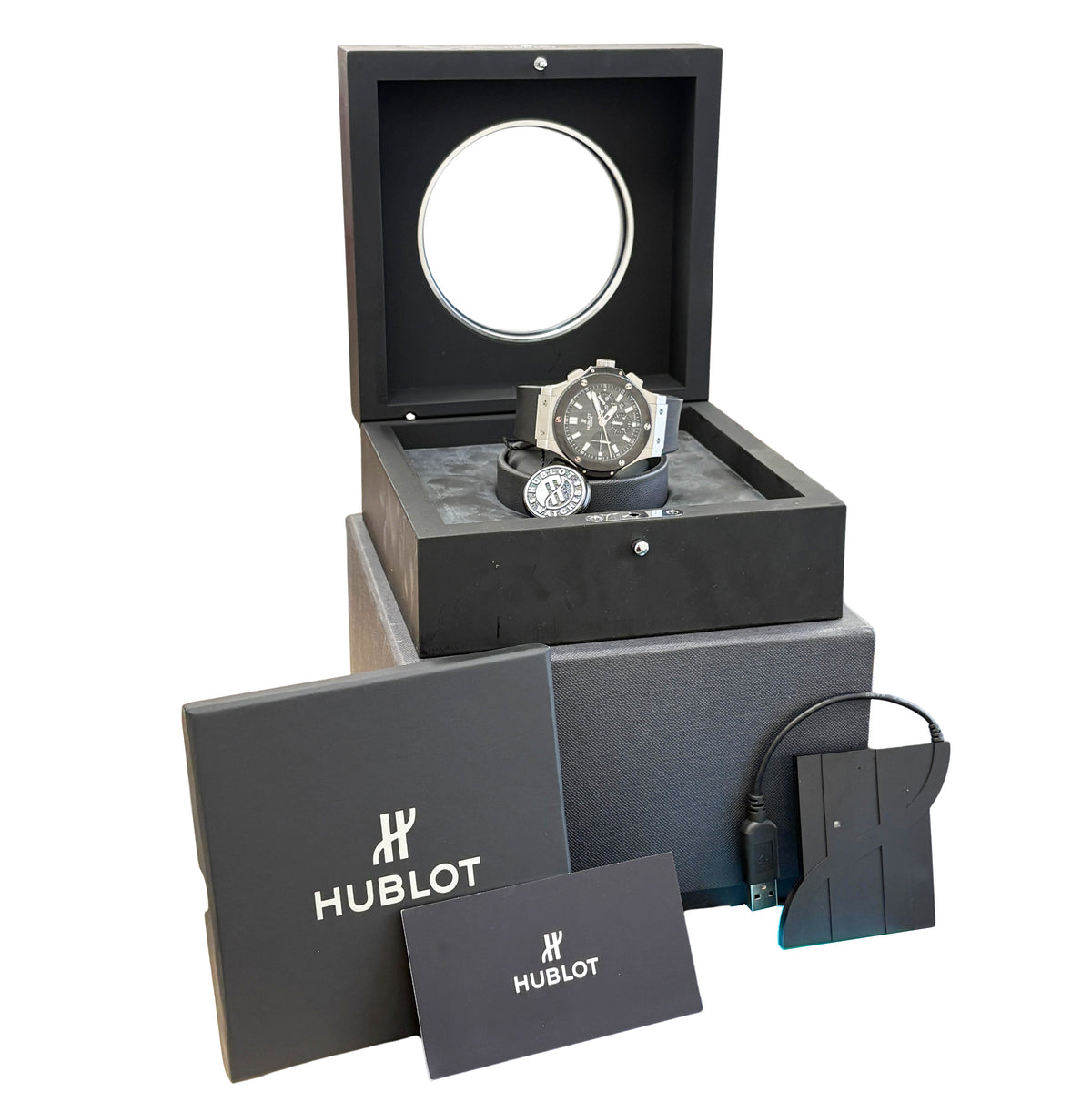 Hublot Big Bang Original Black Carbon Steel 44mm Rubber 301.SM.1770.RX Watch BOX