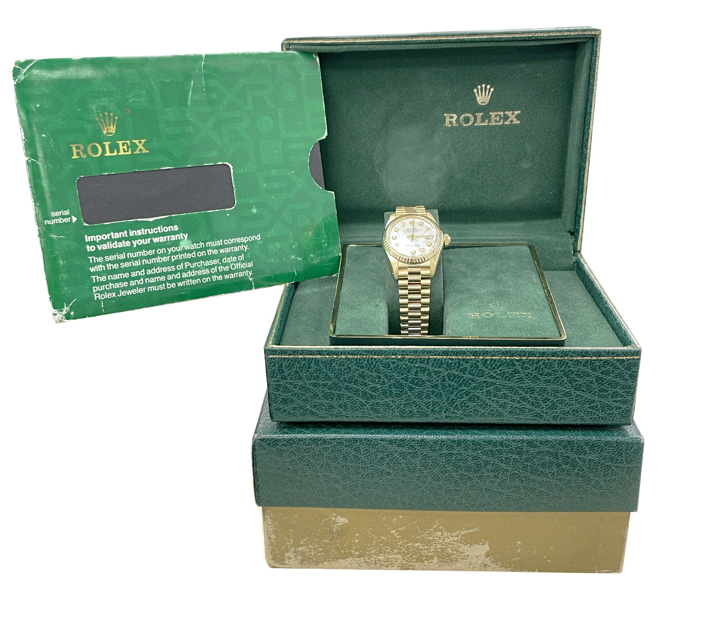 MINT Ladies Rolex Presidential Date 26mm 6917 Mother of Pearl Diamond Watch BOX