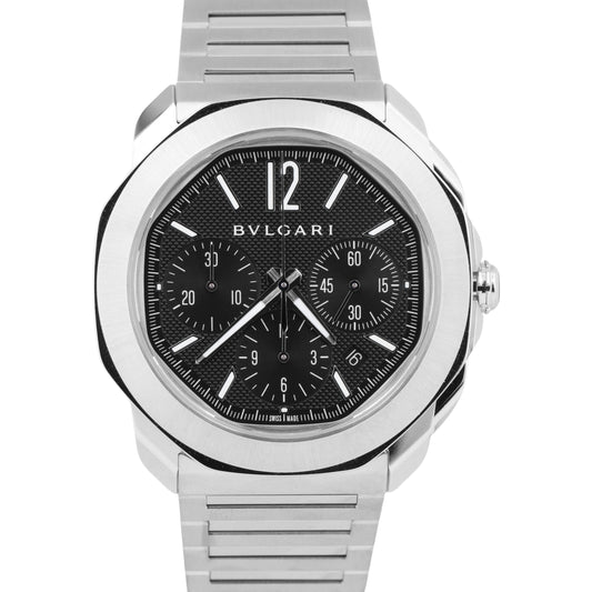 MINT Bvlgari Octo Roma BLACK Stainless Steel 42mm Automatic Chronograph 103471