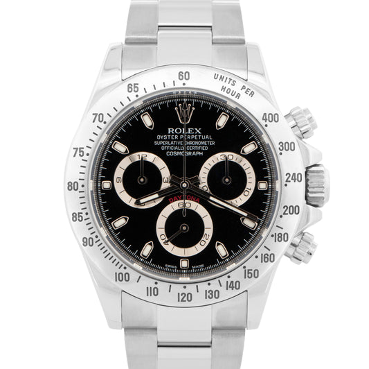 2015 PAPERS Rolex Daytona Cosmograph BLUE LUME Black Steel Watch 116520 BOX