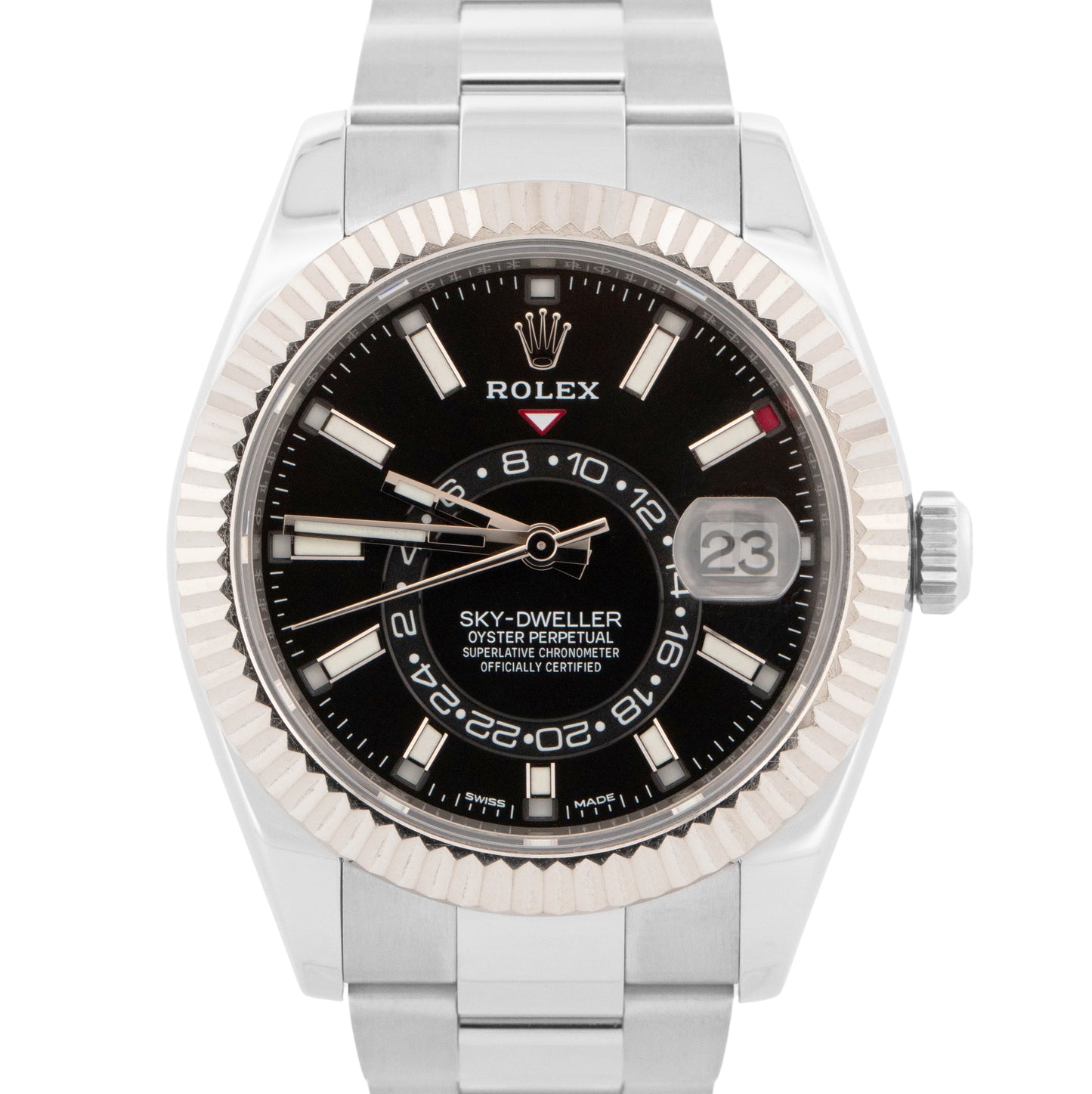 PAPERS Rolex Sky-Dweller 326934 Black 42mm OYSTER Stainless 18K Gold Watch BOX