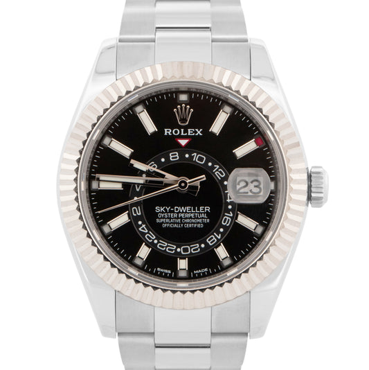 PAPERS Rolex Sky-Dweller 326934 Black 42mm OYSTER Stainless 18K Gold Watch BOX
