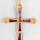 Vintage 1ctw Purple Amethyst Cross Pendant - 14k Yellow Gold Scalloped Edges