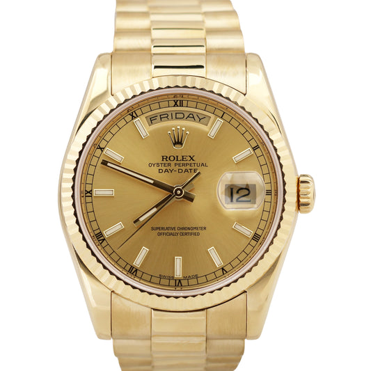 2013 Rolex Day-Date President 118238 REHAUT 18K Gold NEW CLASP 36mm Watch BOX