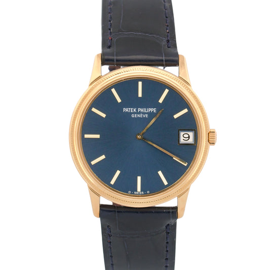 Patek Philippe Calatrava BLUE 18K Yellow Gold Leather Automatic 33mm 3602J