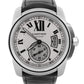 Cartier Calibre 3389 / W7100037 Silver Roman 42mm Steel Leather Date Watch