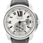 Men's Cartier Calibre SILVER ROMAN 42mm Steel Leather Date Watch 3389 / W7100037
