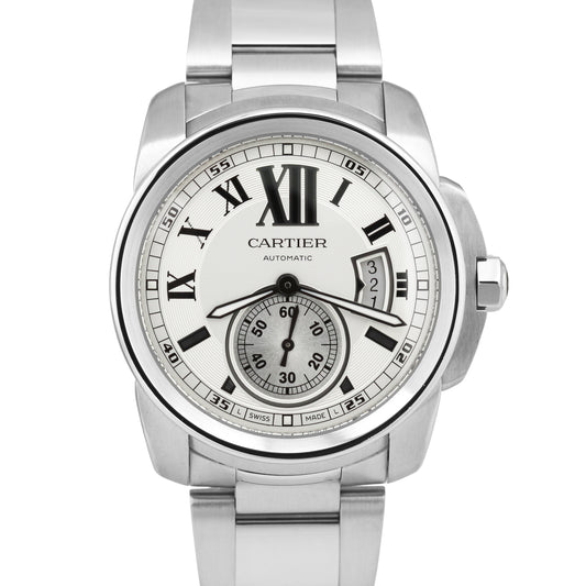 MINT PAPERS Men's Cartier Calibre Silver Roman Steel 42mm 3389 / W7100015 Watch
