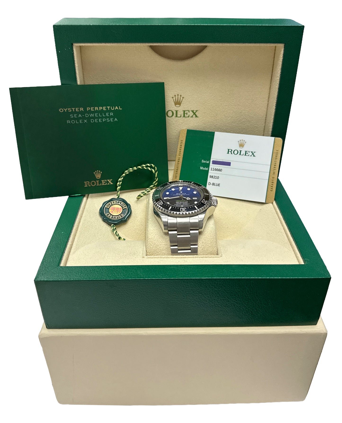 2016 PAPERS Rolex Sea-Dweller Deepsea 44mm CAMERON Blue Ceramic Steel 116660 BOX