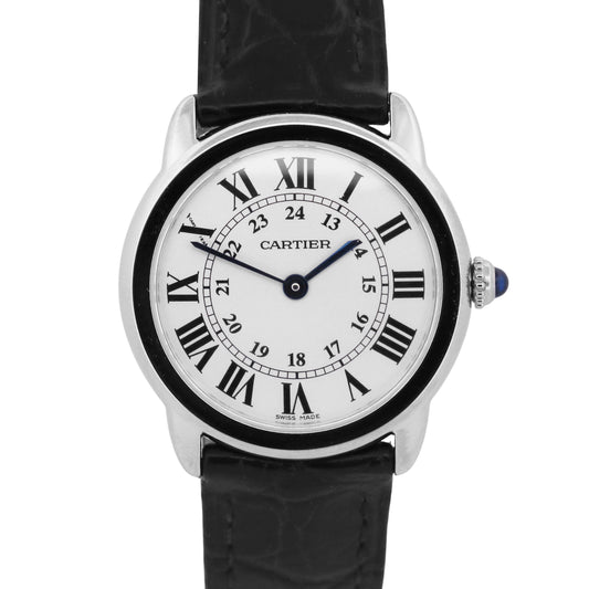 2017 PAPERS Cartier Ronde Solo 29mm SILVER Quartz Leather 3601 W6700155 BOX