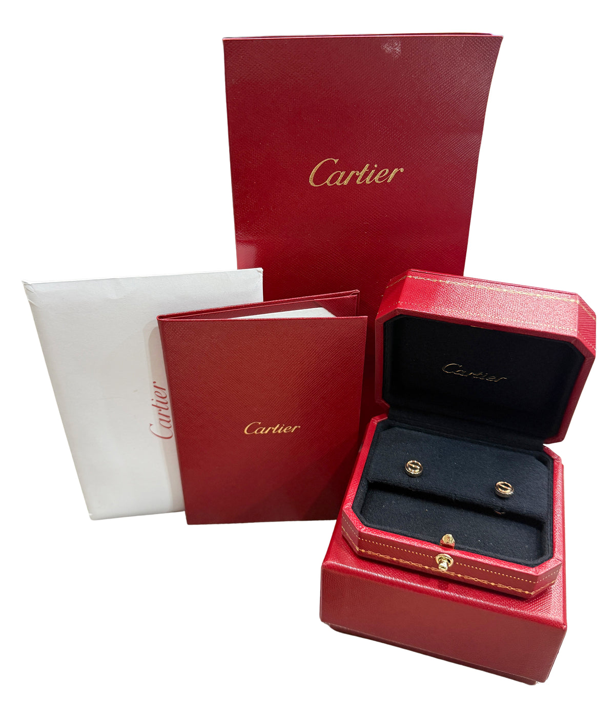 2026 Cartier Love Stud Earrings 18K Rose Gold Box Papers