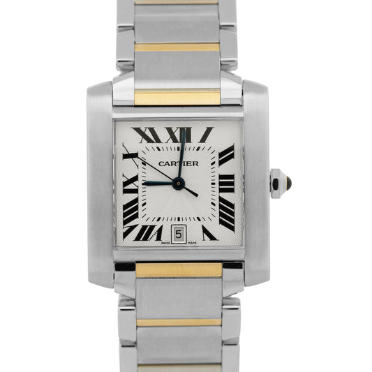 PAPERS Ladies Cartier Tank Francaise SILVER ROMAN Two-Tone 18K Gold Steel 2302