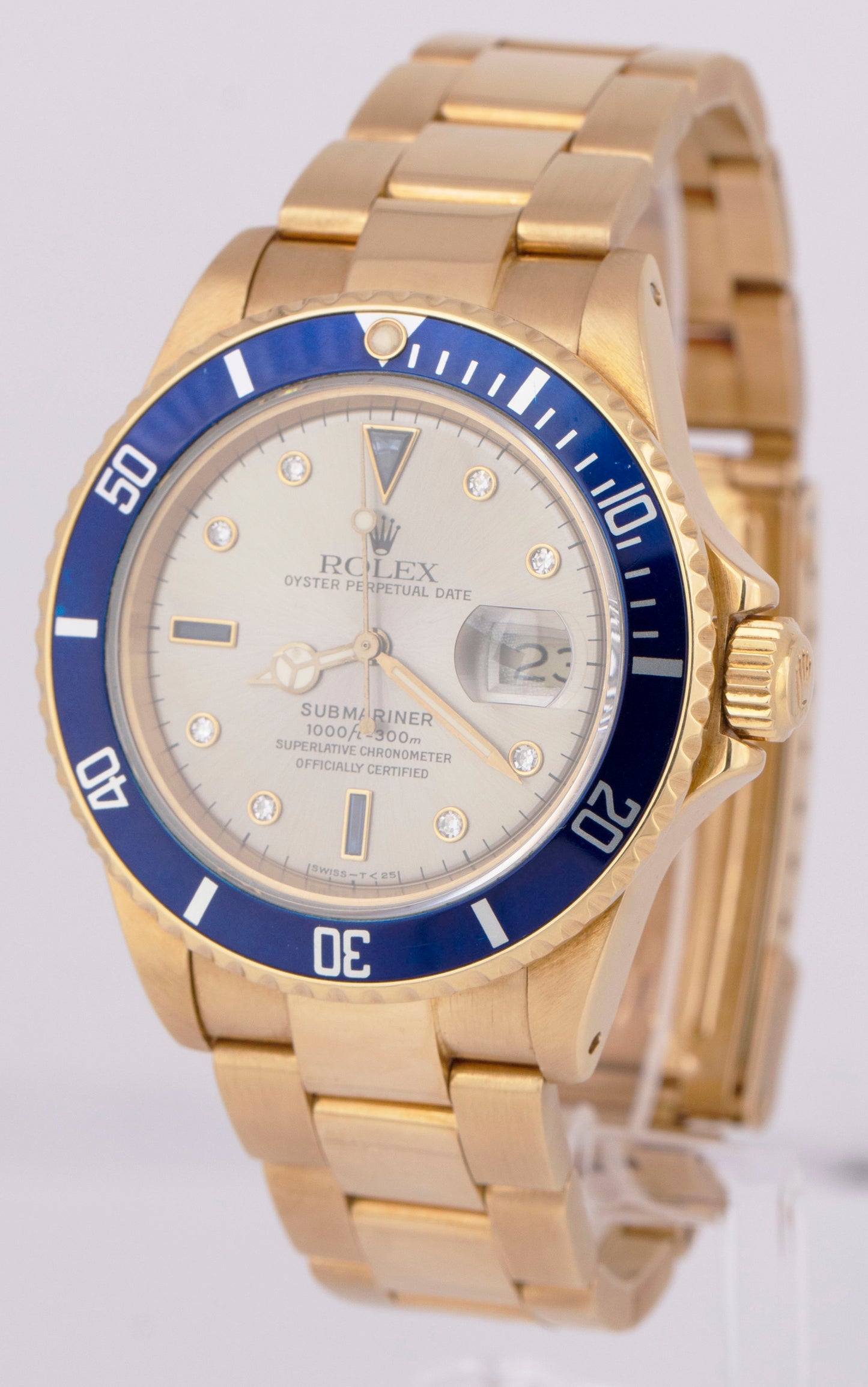 Rolex Submariner Date FACTORY SLATE SERTI 18K Gold 40mm Oyster Blue 16808 Watch