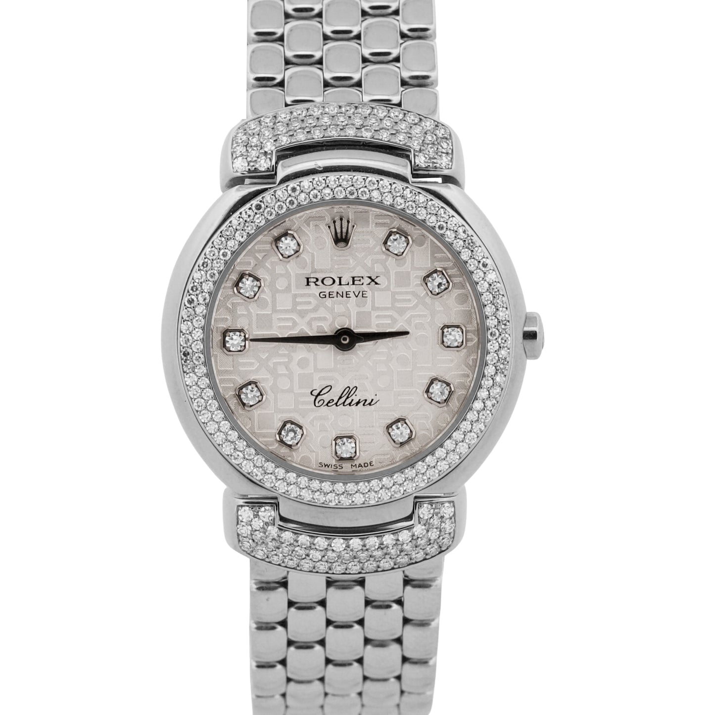 PAPERS Rolex Cellini Cellissima SILVER JUBILEE DIAMOND 18K White Gold 6673/9 BOX