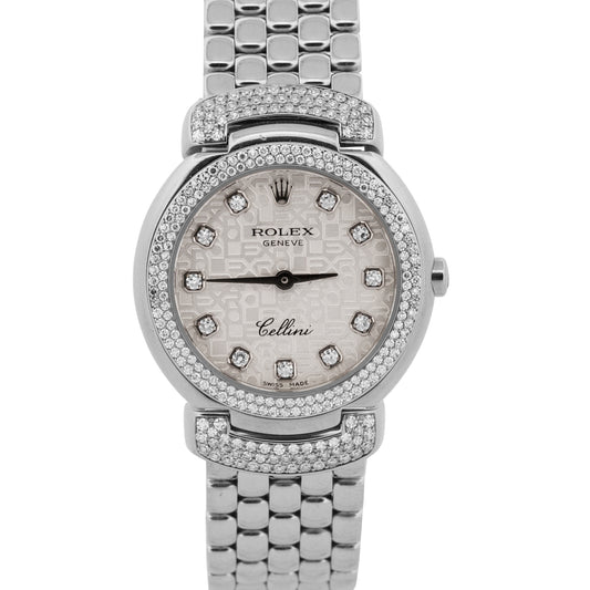 PAPERS Rolex Cellini Cellissima SILVER JUBILEE DIAMOND 18K White Gold 6673/9 BOX